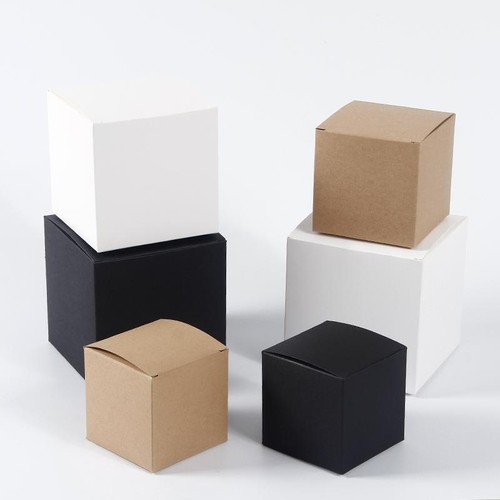 20pcs Multi Size Square Kraft Gift Box Black White Brown Fold Packaging Paper Bo - Picture 10 of 27