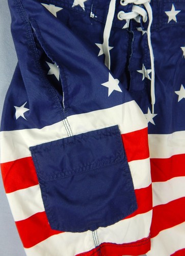 BIOWORLD Swim Trunks Board Shorts Men M American Flag USA Patriotic Stars & Bars - Picture 7 of 11