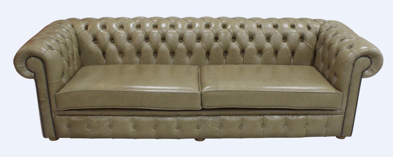 Details About Chesterfield 4 Seater Old English Parchment Vintage Leather Sofa Settee 2 Cush