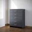 Chest of Drawers Black Bedroom Furniture 5 Drawer Silver Handles Metal Runners