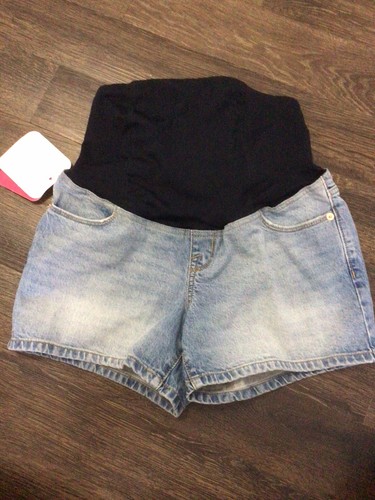 Ingrid & Isabel Maternity Crossover Panel Midi Jean Shorts Light Wash Nwt Sz 10 - Picture 4 of 8