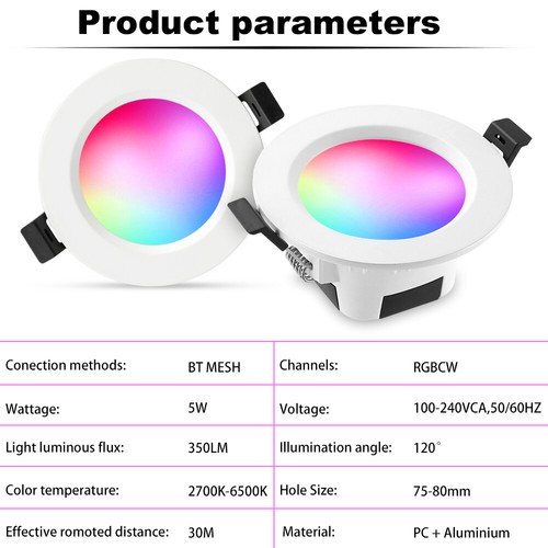 5W LED Smart Downlight Bluetooth WIFI Control RGBWC LED Ceiling Round Spotlight - Afbeelding 9 van 48