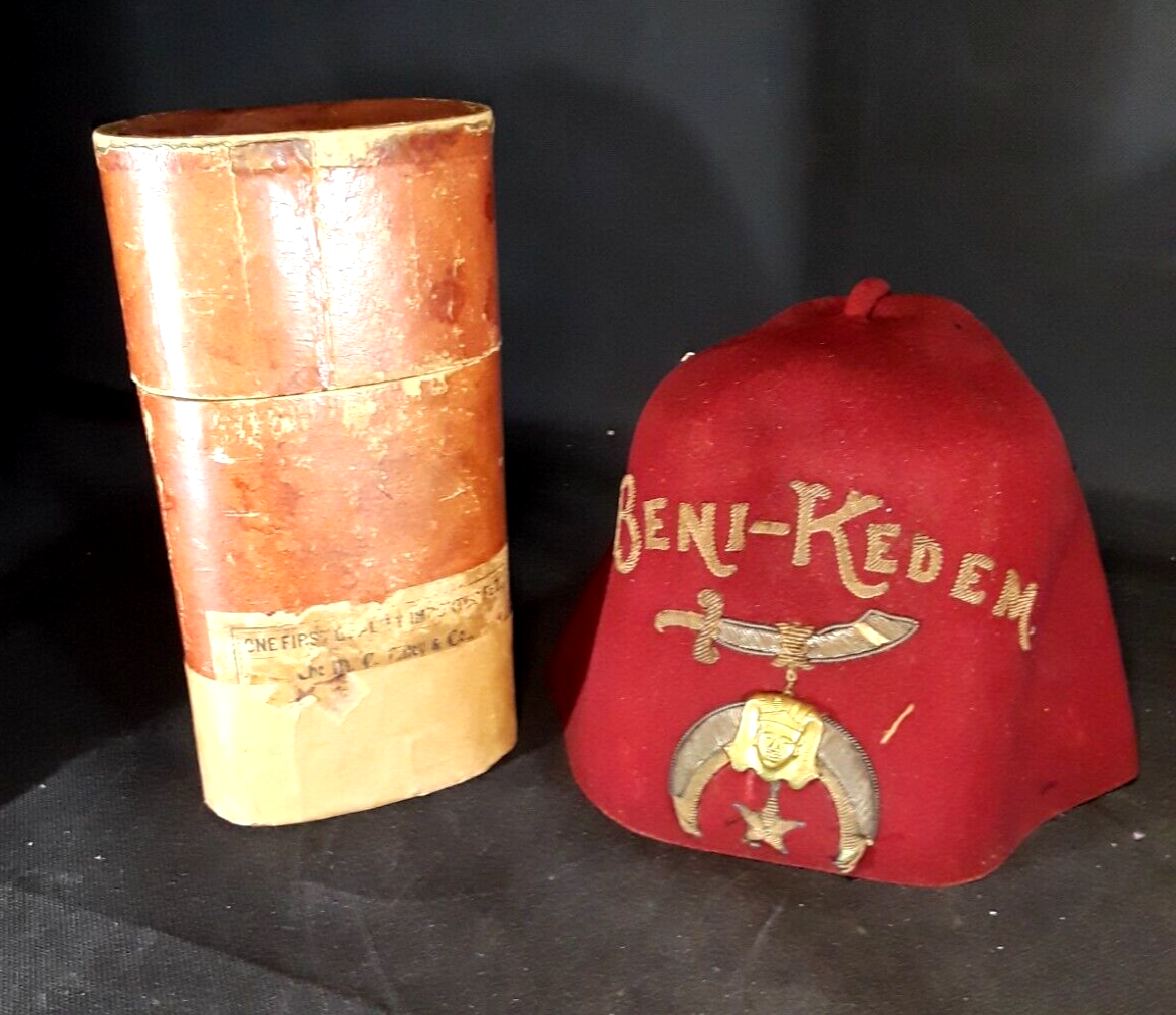 Vintage Masonic Shriner Beni Kedem Fez Hat with Case (Identified) eBay