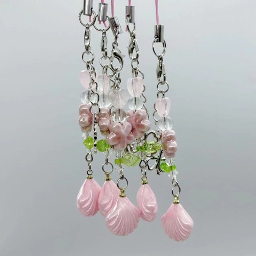 Lucky Four Leaf Clovers Phone Lanyard for Sweet Girls Fashion Flower Beaded - Zdjęcie 4 z 8