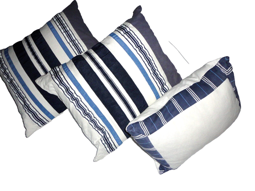 NAUTICA NASTRO BLU STRISCE BIANCO SPORCO (3PZ) SET CUSCINI DA LANCIO - Foto 4 di 5