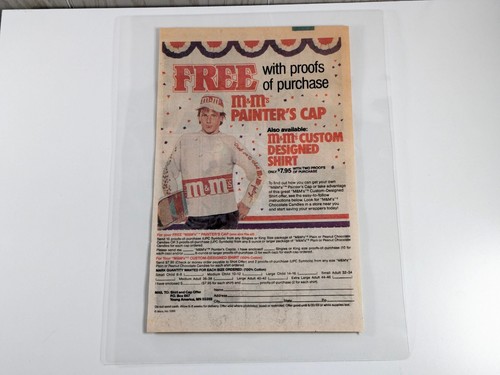 1988 M&M's Painter's Cap Promo Ad - Free Cap & Shirt Offer - Laminated Retro Dec - Bild 2 von 6