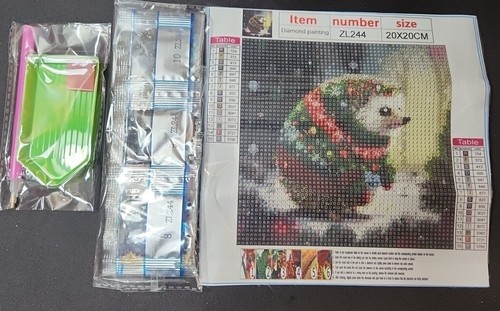 5D Diamond Painting Embordery Cross Craft Art Kit 8 X 8 Hedgehog Holiday Sweater - Picture 3 of 5
