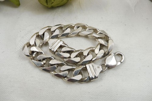 Superb Italy Solid Sterling Silver Heavy Curb Link Chain Bracelet Hefty 50gms - Picture 7 of 11