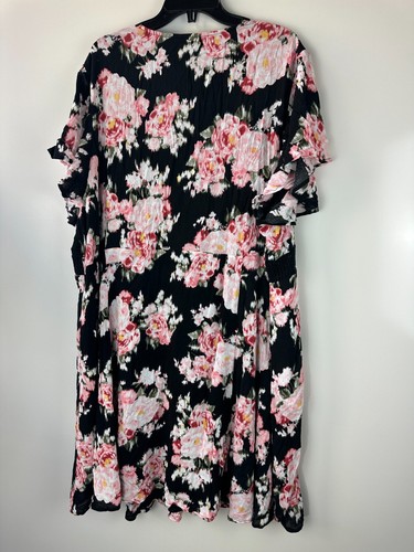 NWT Torrid Mini Gauze Lace Up Skater Dress Black Floral Print Plus Size 5 5X - Picture 3 of 15