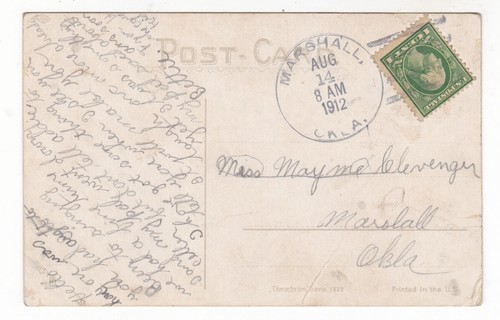 1912 MARSHALL OKLAHOMA ROMANTIC I'M LONGING FOR YOU VINTAGE POSTCARD OK OLD !! - Picture 2 of 2