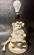 Vintage Fitz  Floyd Lamp Mama  Baby Bear 12" Electric Nursery RARE