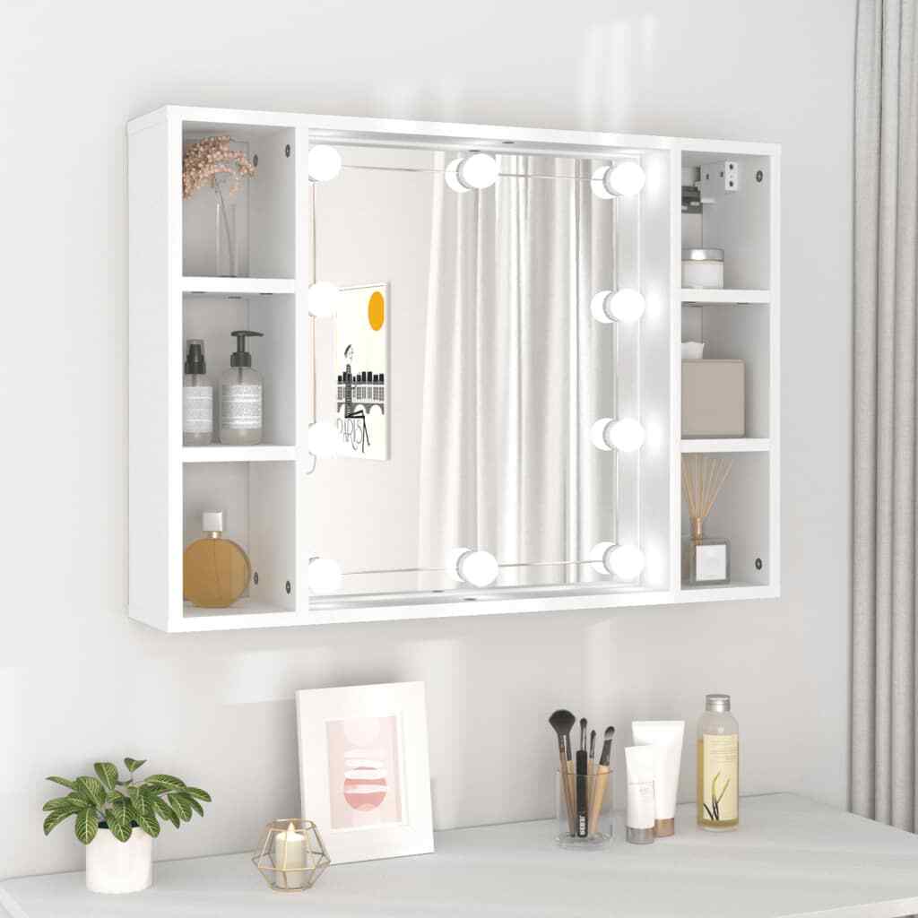 Mueble con Espejo LED Armario Maquillaje Tocador para Dormitorio Madera vidaXL