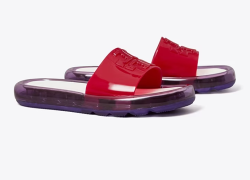 Tory Burch BUBBLE JELLY Slides Red Purple Cream 6 Soft Cushion Waterproof NEW - Bild 5 von 5