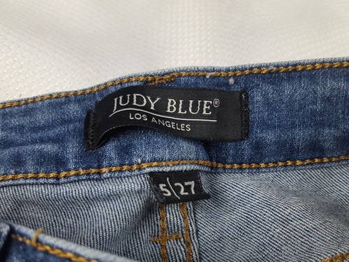 Judy Blue Women's 5/27 Skinny Fit Stretch Distressed Blue Jeans Whiskers 27X27 - Picture 4 of 16