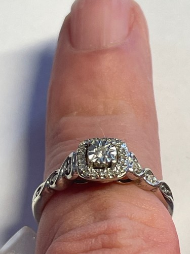 Eindrucksvoller 9 Karat Weißgold DIAMANT CLUSTER Ring 0,10 Karat - Bild 6 von 6