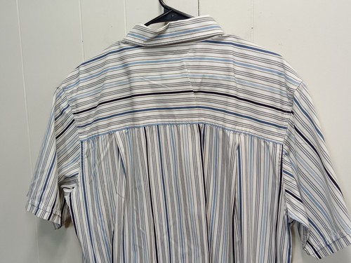Chaps Denim Line Men's Blue/White Striped Button-Down Shirt (Size L) 100% Cotton - Picture 4 of 14