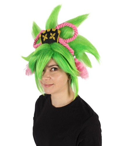 Adult Women's Chinese Electro Gaming Character Green Updo Wig, HW-7420 - Picture 2 of 10