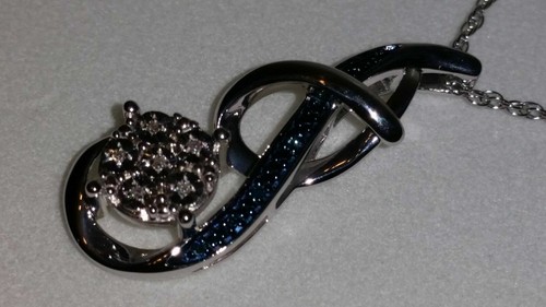 *LAST 1* *STUNNING* Kay Jewelers Sterling Silver Blue & White 6 Diamond Necklace - Picture 7 of 7