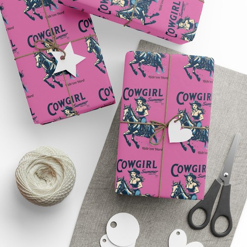 Cowgirl Wrapping Paper - Fun Gift Wrap for Birthdays, Western Theme Parties - Picture 8 of 25