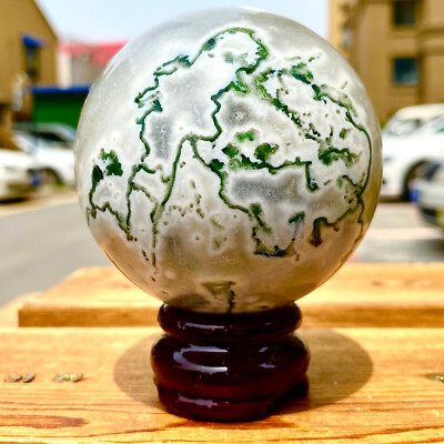 1.28LB Natural Water Grass Agate Ball Quartz Crystal Ball Healing