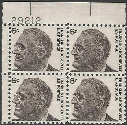 Plate Block of 4 - Scott 1284a - 6 cent - Franklin D. Roosevelt - 1966 - MNH - Picture 1 of 1
