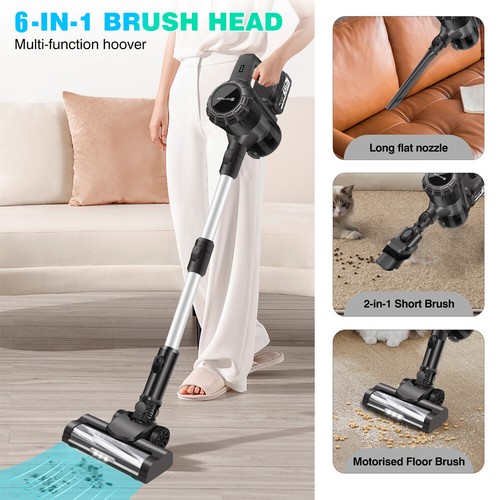 6 IN 1 Cordless Vacuum Cleaner Pet Hair Handheld Stick Vacuum Strong Suction UK - Picture 4 of 13