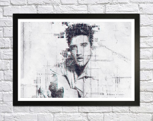 ELVIS PRESLEY 1 -DEEP FRAMED CANVAS WALL SKETCH ART PICTURE PAPER PRINT- BLACK - Picture 9 of 17