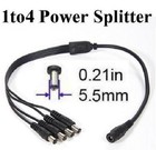 1 to 4 Power Splitter with 5.5mm x 2.1mm ends, 1 female input, 4 male output