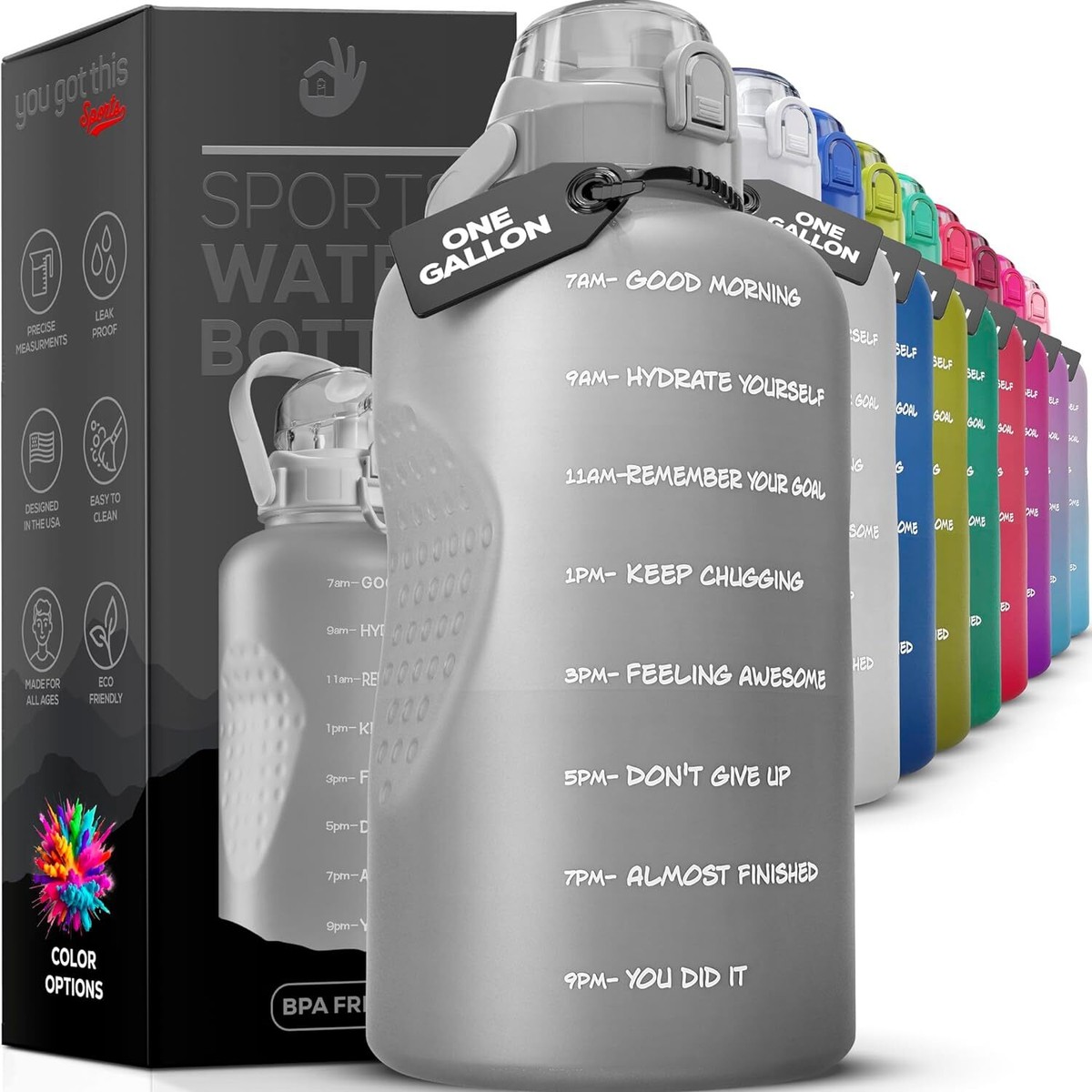OICEPACK 1 Gallon Water Bottle With 2-in-1 Lid - 128 Oz Motivational Jug, Leak-Proof, Dishwasher Safe Tritan - View #11