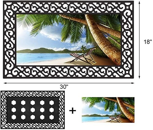 Gummi Willkommen Fußmatte, Deko Indoor Outdoor Fußmatte rutschfest Eingang Teppich - Bild 17 von 18