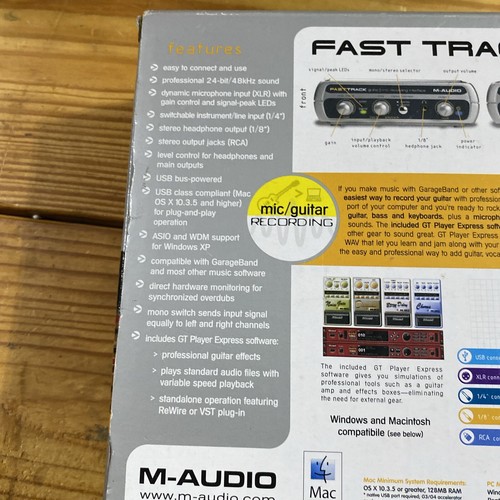 M-Audio Fast Track USB Digital Audio Interface Record Vocals & Guitar - Picture 6 of 6