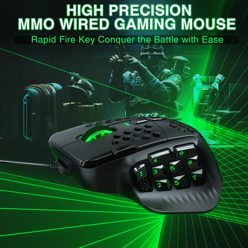 SOLAKAKA SM809 MMO Gaming Mouse 16 Buttons RGB Wired 22800DPI Honeycomb Macro - Picture 7 of 13