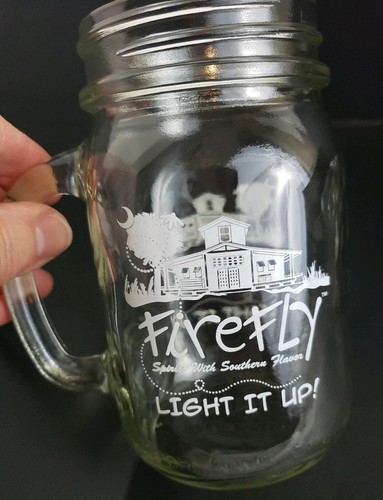 Two (2) Canning Jar FIREFLY™ "Light It Up" GLASS DRINKING MUGS - 5.25" H - 第 8/8 張圖片