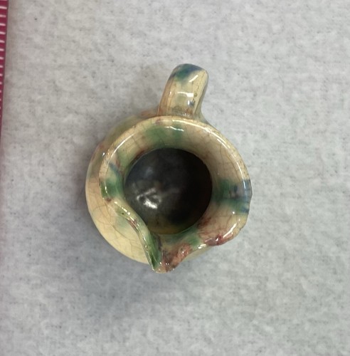 Vintage 1.5" Studio Miniature Drip Glaze Pottery Pitcher 1:6 Scale Christmas - Picture 8 of 12