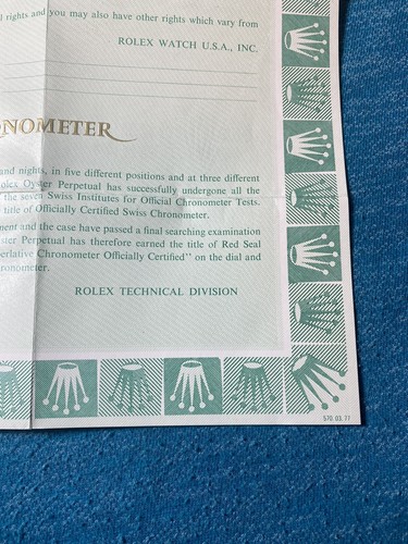 Garantía de certificado Rolex para una serie 8 en blanco - Imagen 5 de 6