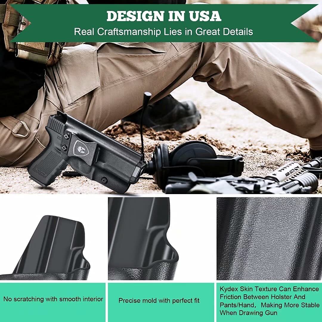IWB Kydex Holster Fit Glock 17 G19/19X/26/44/45 Gen (1 2 3 4 5) G23/32 Gen (3-4) - Bild 4 von 8