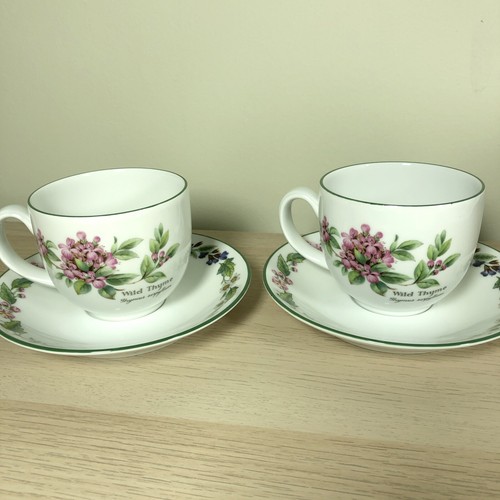Lote de 8 Piezas Royal Worcester Herbs: 2 Cada una de Tazas y Platillos Plato de Pastel y Plato de Ensalada - Imagen 6 de 12
