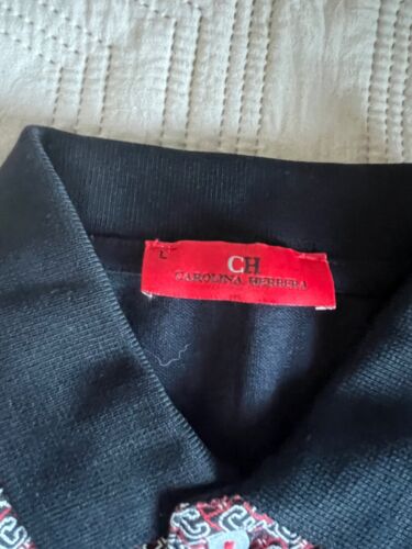 NEW CAROLINA HERRERA short sleeve polo T-shirt size L Large Black - Picture 2 of 4