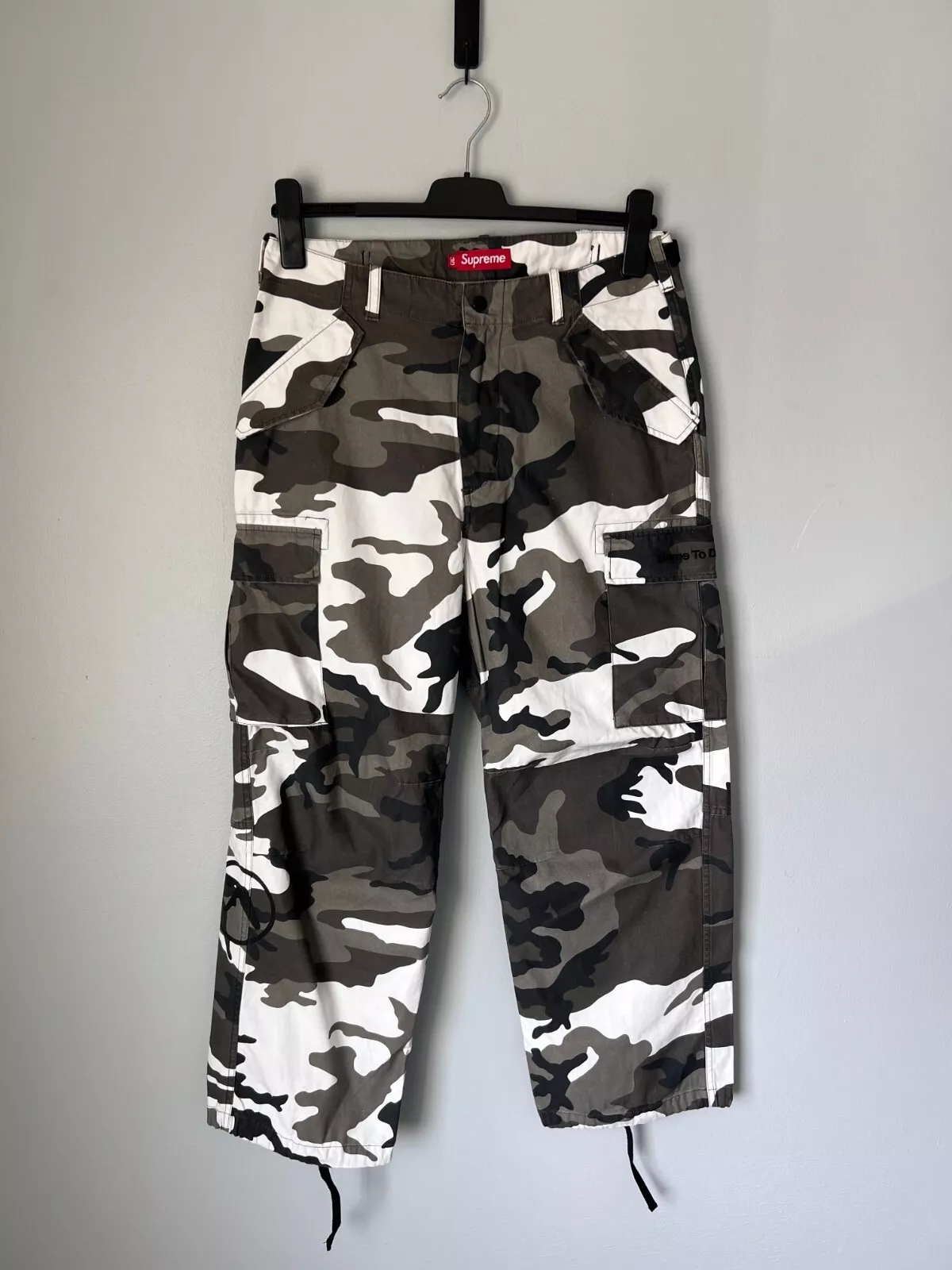 Pantalon cargo double Supreme x Aphex   Taille 30   Camouflage neige   NEUF