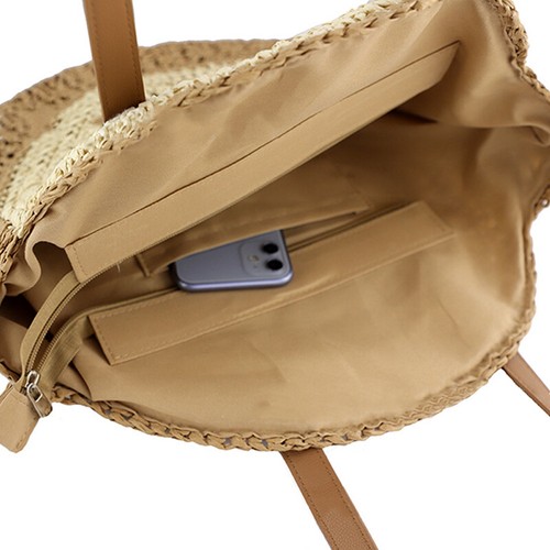 Mujeres Bolso de Mano Étnico Redondo Paja Tejido Playa Axilas Bolsos de Hombro Verano - Imagen 14 de 25