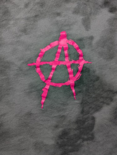 Dip Men's Acid Wash Tie-Dye XL Anarchy Symbol T-Shirt Gray Pink Retro Streetwear - Picture 2 of 4