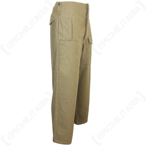 British Army Pattern 37 Trousers - WW2 Repro Battle Dress Serge Brown New - Picture 2 of 4