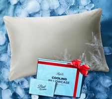 Ice Cooling Pillow Cases for Hot Sleepers Stay Cool All Night Zipper Light Gray