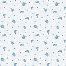 Blue Floral, Tiny Blue Dots, White Fabric. Sunny Skies, Riley Blake C14636-WHITE
