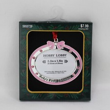 Baby's First Christmas Photo Frame Hanging Ornament Pink