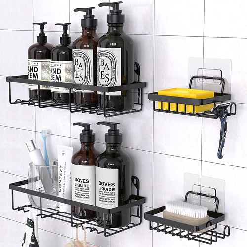 5 Packs Bathrooms Shower Caddy Shelf Wall Mounted Organizer Rack Storage Holder - Picture 10 of 16