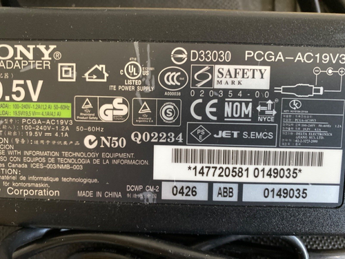 Sony AC Adapter Charger PCGA-AC19V3 for Sony Vaio Lapto - Picture 2 of 2