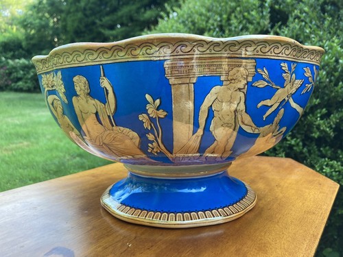 Antique Furnivals Pottery EnglandPortland Pattern Pedestal Punchbowl 1890-RARE! - Picture 5 of 12