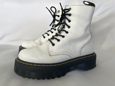 Dr. Martens Jadon White Platform Boots Used Broken-In Size US 10L 9M