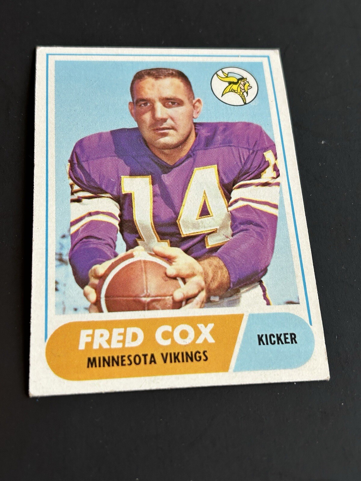 1968 Topps Football #107 Fred Cox EX/EX+ Minnesota Vikings Pitt Nerf Inventor
